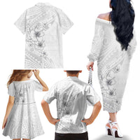 Lotu Tamaiti Samoa Family Matching Off The Shoulder Long Sleeve Dress and Hawaiian Shirt White Sunday Polynesian Tribal Pattern Elegant Style LT05 - Polynesian Pride