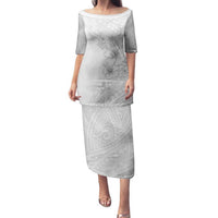 Lotu Tamaiti Samoa Family Matching Puletasi and Hawaiian Shirt White Sunday Polynesian Tribal Pattern Elegant Style LT05 Mom's Dress White - Polynesian Pride
