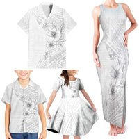 Lotu Tamaiti Samoa Family Matching Tank Maxi Dress and Hawaiian Shirt White Sunday Polynesian Tribal Pattern Elegant Style LT05 - Polynesian Pride