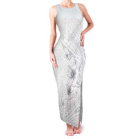 Lotu Tamaiti Samoa Family Matching Tank Maxi Dress and Hawaiian Shirt White Sunday Polynesian Tribal Pattern Elegant Style LT05 Mom's Dress White - Polynesian Pride