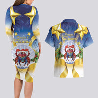 Niue Christmas Couples Matching Long Sleeve Bodycon Dress and Hawaiian Shirt Seashell Santa Beach Vibes LT05 - Polynesian Pride