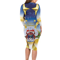 Niue Christmas Family Matching Long Sleeve Bodycon Dress and Hawaiian Shirt Seashell Santa Beach Vibes LT05 - Polynesian Pride