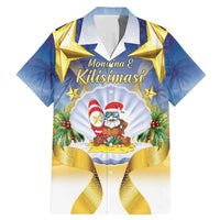 Niue Christmas Family Matching Mermaid Dress and Hawaiian Shirt Seashell Santa Beach Vibes LT05 Dad's Shirt - Short Sleeve Navy - Polynesian Pride