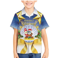 Niue Christmas Family Matching Mermaid Dress and Hawaiian Shirt Seashell Santa Beach Vibes LT05 Son's Shirt Navy - Polynesian Pride