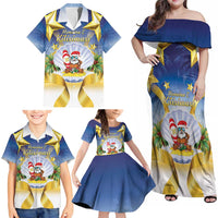 Niue Christmas Family Matching Off Shoulder Maxi Dress and Hawaiian Shirt Seashell Santa Beach Vibes LT05 - Polynesian Pride