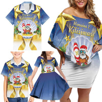 Niue Christmas Family Matching Off Shoulder Short Dress and Hawaiian Shirt Seashell Santa Beach Vibes LT05 - Polynesian Pride