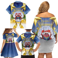 Niue Christmas Family Matching Off Shoulder Short Dress and Hawaiian Shirt Seashell Santa Beach Vibes LT05 - Polynesian Pride