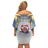Niue Christmas Family Matching Off Shoulder Short Dress and Hawaiian Shirt Seashell Santa Beach Vibes LT05 - Polynesian Pride