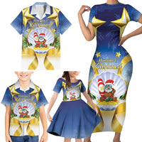 Niue Christmas Family Matching Short Sleeve Bodycon Dress and Hawaiian Shirt Seashell Santa Beach Vibes LT05 - Polynesian Pride