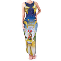 Niue Christmas Family Matching Tank Maxi Dress and Hawaiian Shirt Seashell Santa Beach Vibes LT05 Mom's Dress Navy - Polynesian Pride