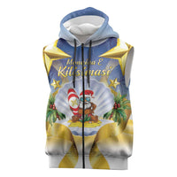 Niue Christmas Sleeveless Zip Hoodie Seashell Santa Beach Vibes - Polynesian Pride