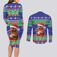 New Zealand Christmas Couples Matching Long Sleeve Bodycon Dress and Long Sleeve Button Shirt Have Yourself A Kiwi-tastic Christmas LT05 - Polynesian Pride