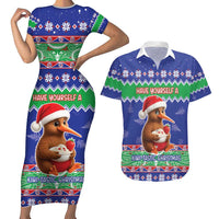 New Zealand Christmas Couples Matching Short Sleeve Bodycon Dress and Hawaiian Shirt Have Yourself A Kiwi-tastic Christmas LT05 Blue - Polynesian Pride