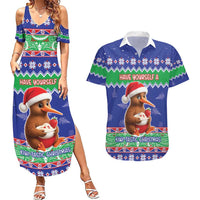 New Zealand Christmas Couples Matching Summer Maxi Dress and Hawaiian Shirt Have Yourself A Kiwi-tastic Christmas LT05 Blue - Polynesian Pride