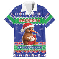 New Zealand Christmas Family Matching Puletasi and Hawaiian Shirt Have Yourself A Kiwi-tastic Christmas LT05 Dad's Shirt - Short Sleeve Blue - Polynesian Pride