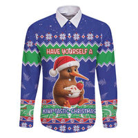 New Zealand Christmas Family Matching Short Sleeve Bodycon Dress and Hawaiian Shirt Have Yourself A Kiwi-tastic Christmas LT05 Dad's Shirt - Long Sleeve Blue - Polynesian Pride