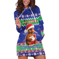 New Zealand Christmas Hoodie Dress Have Yourself A Kiwi-tastic Christmas LT05 Blue - Polynesian Pride