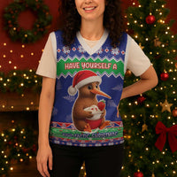 New Zealand Christmas Knitted V-Neck Vest Have Yourself A Kiwi-tastic Christmas LT05 - Polynesian Pride