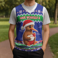 New Zealand Christmas Knitted V-Neck Vest Have Yourself A Kiwi-tastic Christmas LT05 - Polynesian Pride