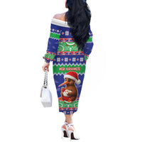 New Zealand Christmas Off The Shoulder Long Sleeve Dress Have Yourself A Kiwi-tastic Christmas LT05 - Polynesian Pride