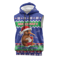 New Zealand Christmas Sleeveless Hoodie Have Yourself A Kiwi-tastic Christmas LT05 Blue - Polynesian Pride