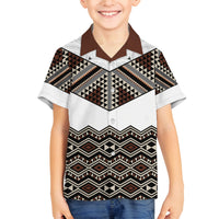 New Zealand Aotearoa Family Matching Puletasi Dress and Hawaiian Shirt Taniko Art Simple Style LT05 Son's Shirt Brown - Polynesian Pride