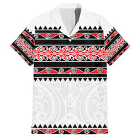New Zealand Aotearoa Family Matching Puletasi Dress and Hawaiian Shirt With Kowhaiwhai Pattern Red Version LT05 Dad's Shirt - Short Sleeve Red - Polynesian Pride