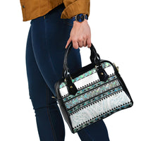 New Zealand Aotearoa Shoulder Handbag With Paua Shell Kowhaiwhai Pattern LT05 - Polynesian Pride