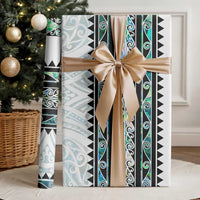 New Zealand Aotearoa Wrapping Paper With Paua Shell Kowhaiwhai Pattern - Polynesian Pride