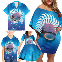New Zealand Matapouri Beach Landscape Family Matching Off Shoulder Short Dress and Hawaiian Shirt LT05 - Polynesian Pride