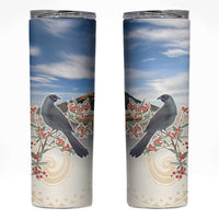 New Zealand Mount Taranaki Landscape Skinny Tumbler Kokako Bird Polynesian Style LT05 Blue - Polynesian Pride