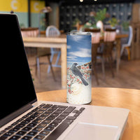 New Zealand Mount Taranaki Landscape Skinny Tumbler Kokako Bird Polynesian Style LT05 - Polynesian Pride
