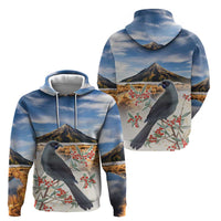 New Zealand Mount Taranaki Landscape Zip Hoodie Kokako Bird Polynesian Style LT05 - Polynesian Pride