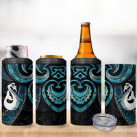 New Zealand Aotearoa 4 in 1 Can Cooler Tumbler Maori Manaia Paua Shell Glitter Turquoise LT05 - Polynesian Pride