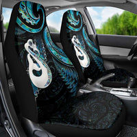New Zealand Aotearoa Car Seat Cover Maori Manaia Paua Shell Glitter Turquoise LT05 - Polynesian Pride
