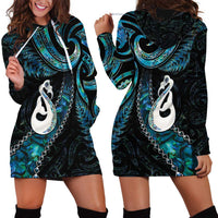 New Zealand Aotearoa Hoodie Dress Maori Manaia Paua Shell Glitter Turquoise LT05 - Polynesian Pride