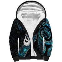 New Zealand Aotearoa Sherpa Hoodie Maori Manaia Paua Shell Glitter Turquoise LT05 Unisex Turquoise - Polynesian Pride