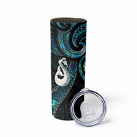 New Zealand Aotearoa Skinny Tumbler Maori Manaia Paua Shell Glitter Turquoise LT05 - Polynesian Pride