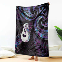 New Zealand Aotearoa Blanket Maori Manaia Paua Shell Glitter Purple