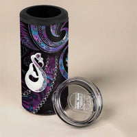New Zealand Aotearoa 4 in 1 Can Cooler Tumbler Maori Manaia Paua Shell Glitter Purple LT05 - Polynesian Pride