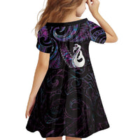 New Zealand Aotearoa Family Matching Off Shoulder Maxi Dress and Hawaiian Shirt Maori Manaia Paua Shell Glitter Purple LT05 - Polynesian Pride