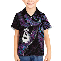 New Zealand Aotearoa Hawaiian Shirt Maori Manaia Paua Shell Glitter Purple LT05 - Polynesian Pride