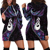 New Zealand Aotearoa Hoodie Dress Maori Manaia Paua Shell Glitter Purple LT05 - Polynesian Pride