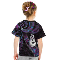 New Zealand Aotearoa Kid T Shirt Maori Manaia Paua Shell Glitter Purple LT05 - Polynesian Pride