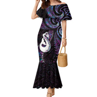 New Zealand Aotearoa Mermaid Dress Maori Manaia Paua Shell Glitter Purple LT05 Women Purple - Polynesian Pride