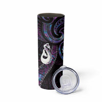 New Zealand Aotearoa Skinny Tumbler Maori Manaia Paua Shell Glitter Purple LT05 - Polynesian Pride