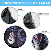 New Zealand Aotearoa Spare Tire Cover Maori Manaia Paua Shell Glitter Purple LT05 - Polynesian Pride