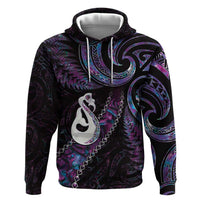 New Zealand Aotearoa Zip Hoodie Maori Manaia Paua Shell Glitter Purple LT05 Pullover Hoodie Purple - Polynesian Pride