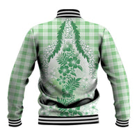 Aloha Hawaii Palaka Baseball Jacket Green Plumeria Lei - Polynesian Pride