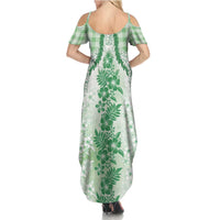 Aloha Hawaii Palaka Family Matching Summer Maxi Dress and Hawaiian Shirt Green Plumeria Lei LT05 - Polynesian Pride